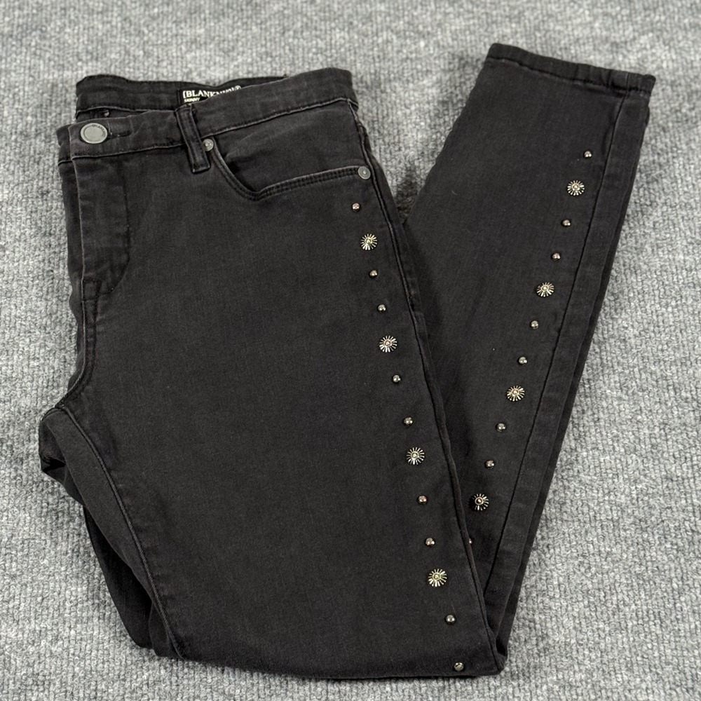 Blank NYC‎ Skinny Jeans Size 28 Black Studded Embellished 31X27 Moto Punk Rocker